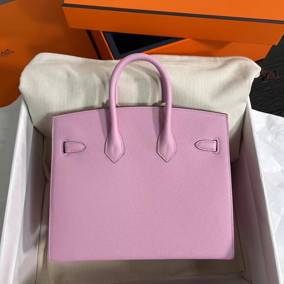 Hermes Birkin 25CM Epsom Leather Handbag Pink Purple 